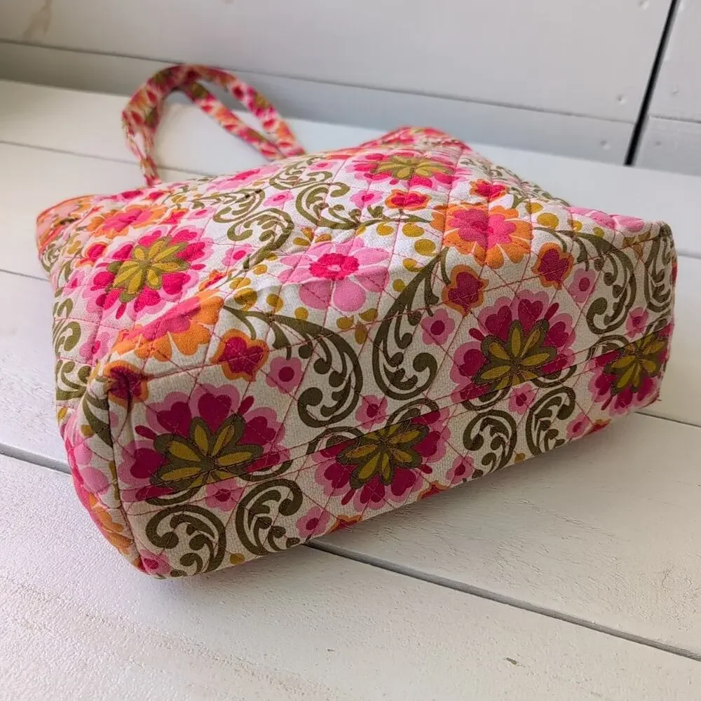 Vera Bradley Quilted Folkloric Tote Bag Bright Colorful Floral Roomy Bloomcore